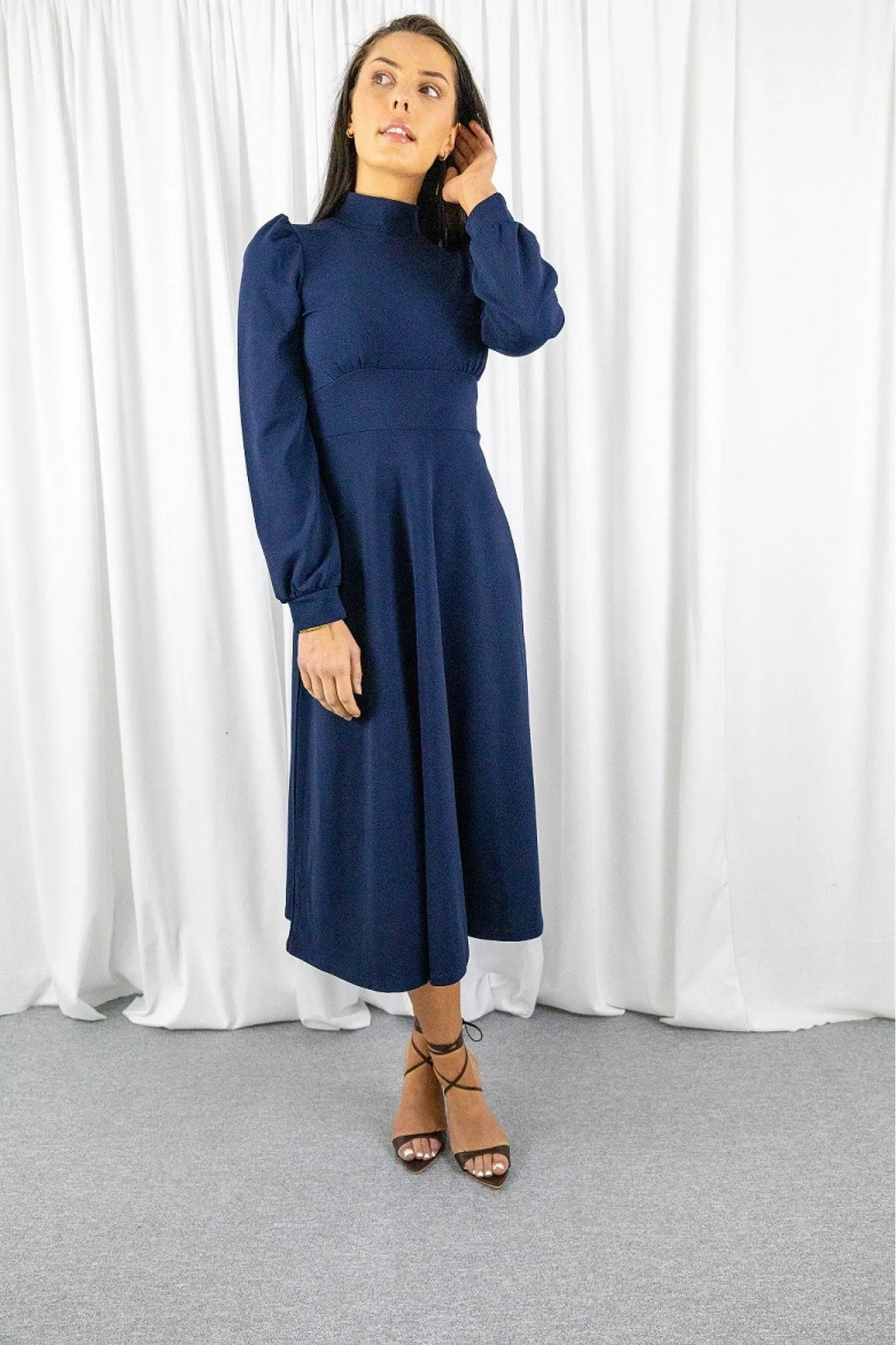 Signage Navy Long Sleeve Turtle Neck Midi Dress sold by Goddiva product image thumbnail 2