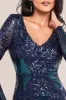 Contrast Sequin Long Sleeve Midi Dress - Emerald by Goddiva sold by Goddiva