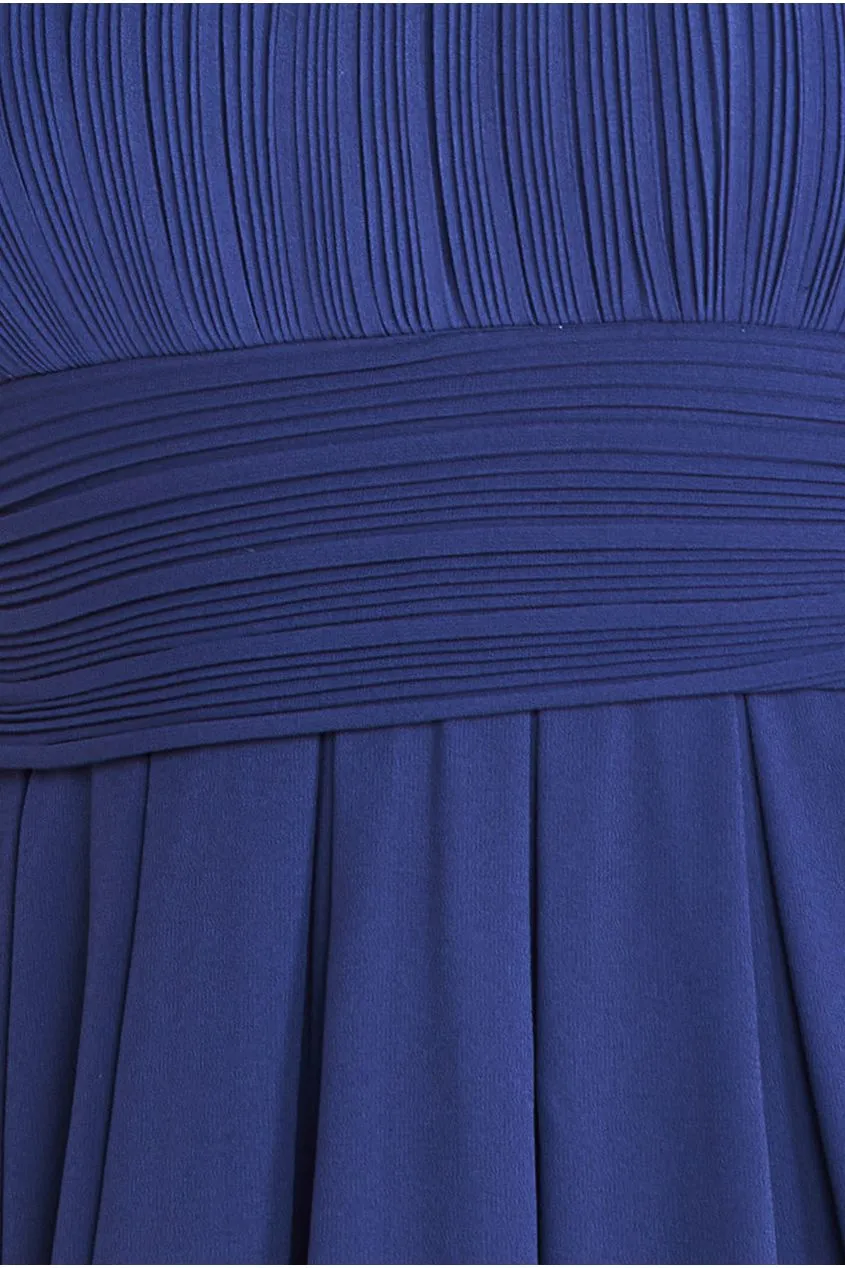 Crochet & Pleated Top High Low Maxi - Navy by Goddiva sold by Goddiva product image thumbnail 4