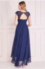 Crochet & Pleated Top High Low Maxi - Navy by Goddiva sold by Goddiva