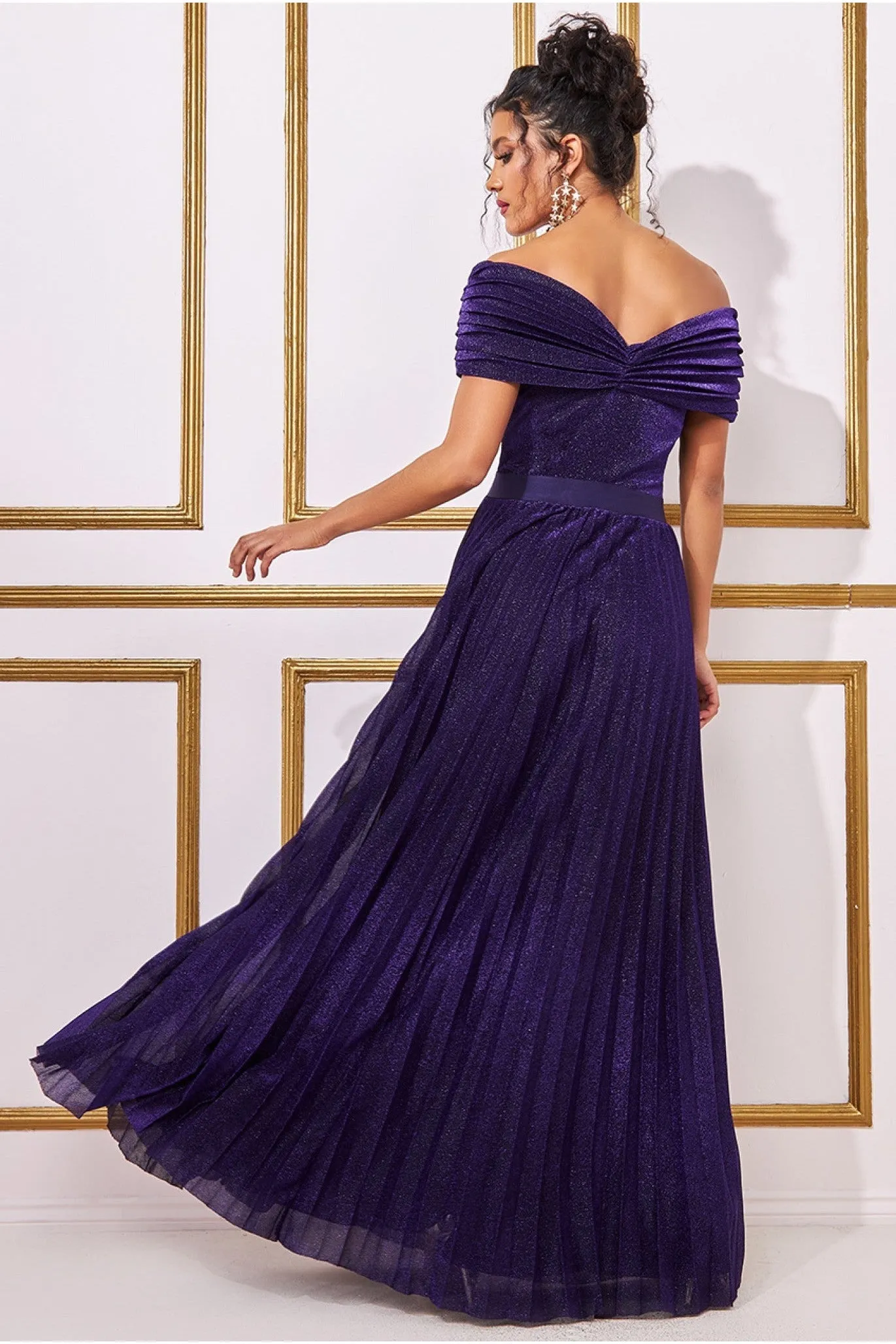 Goddiva Bardot Pleated Skirt Maxi - Purple sold by Goddiva product image thumbnail 2