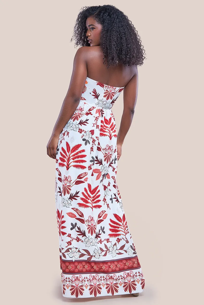 Printed Tie Back Maxi - Cream by Goddiva sold by Goddiva product image thumbnail 2