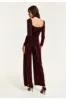 Liquorish Burgundy Cowl Neck Lurex Jumpsuit sold by Goddiva