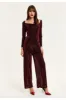 Liquorish Burgundy Cowl Neck Lurex Jumpsuit sold by Goddiva