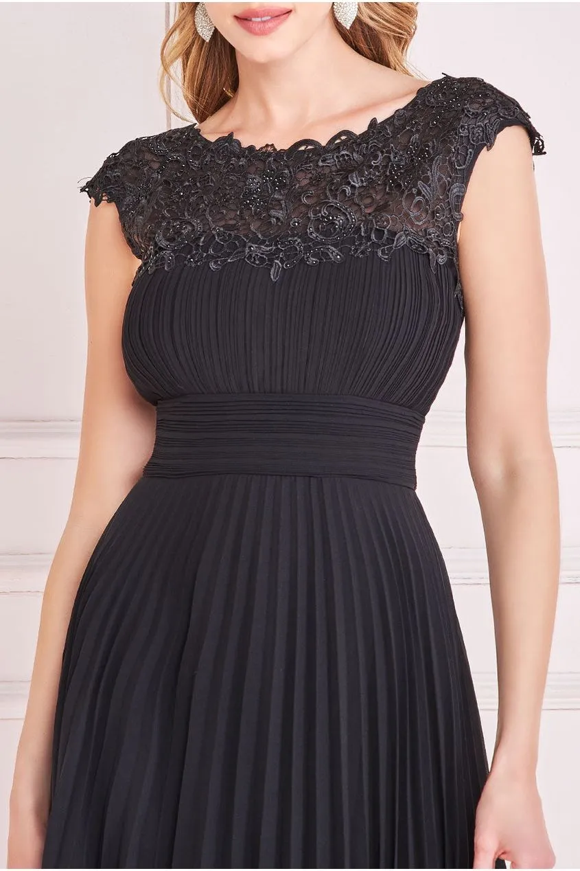 Crochet & Pleated Top Midi - Black by Goddiva sold by Goddiva product image thumbnail 3