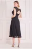 Crochet & Pleated Top Midi - Black by Goddiva sold by Goddiva