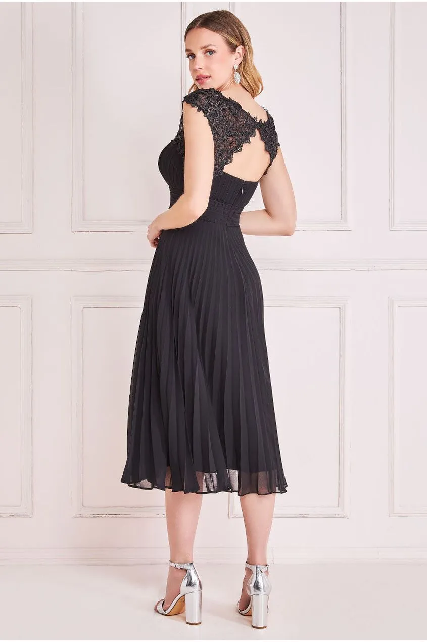 Crochet & Pleated Top Midi - Black by Goddiva sold by Goddiva product image thumbnail 2