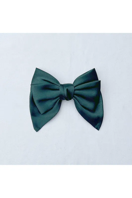 Green Satin Hair Bow Green Hair Clip by QueenMee Accessories sold by Goddiva