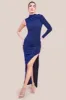 Open Lurex Back One Sleeve Maxi Dress - Royal Blue by Goddiva sold by Goddiva