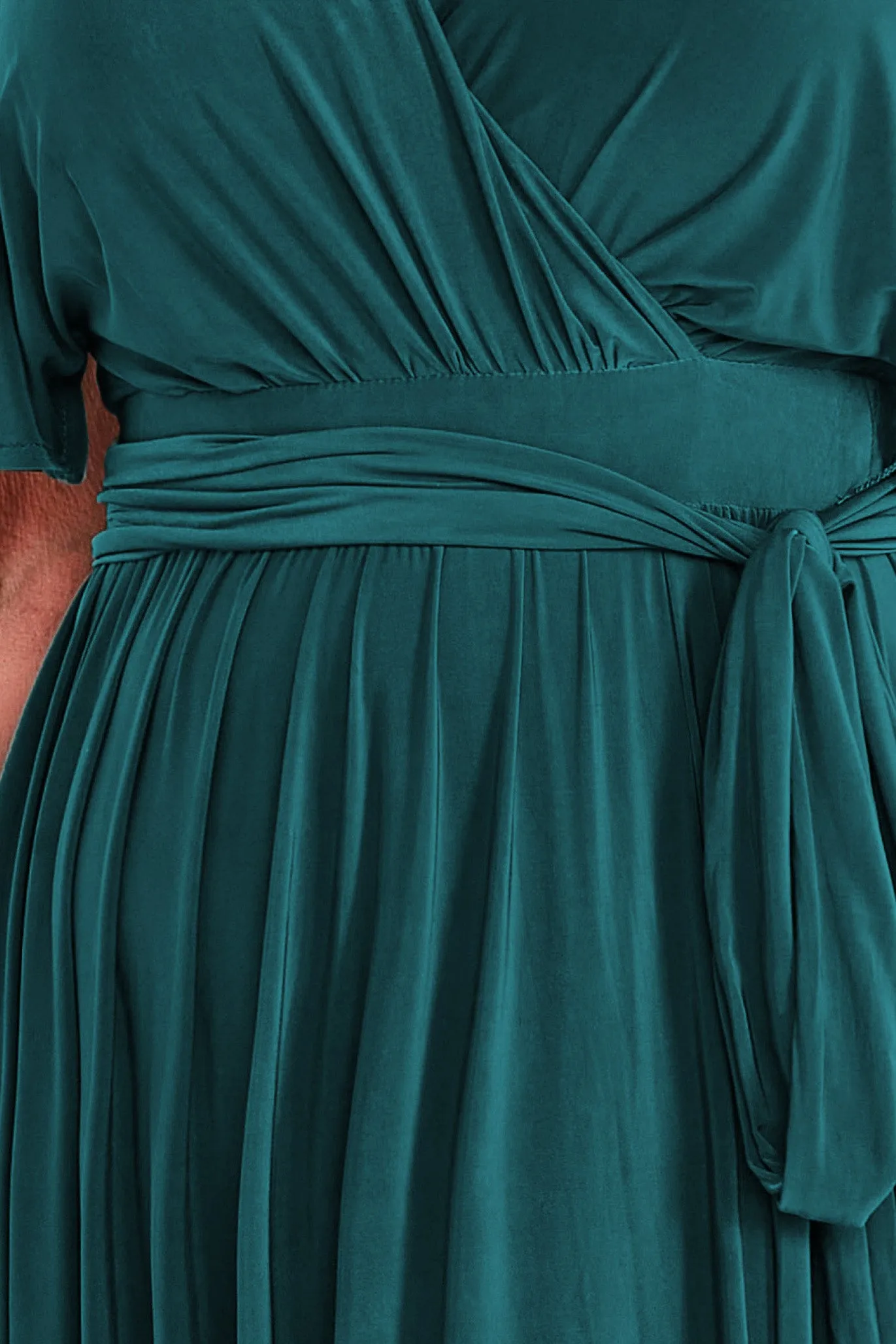 Goddiva Short Sleeve Wrap Maxi Dress - Emerald Green sold by Goddiva product image thumbnail 4