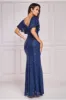 Sequin Flutter Sleeve Maxi - Navy by Goddiva sold by Goddiva