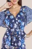 Flutter Sleeve Printed Midi Dress - Navy Print by Goddiva sold by Goddiva