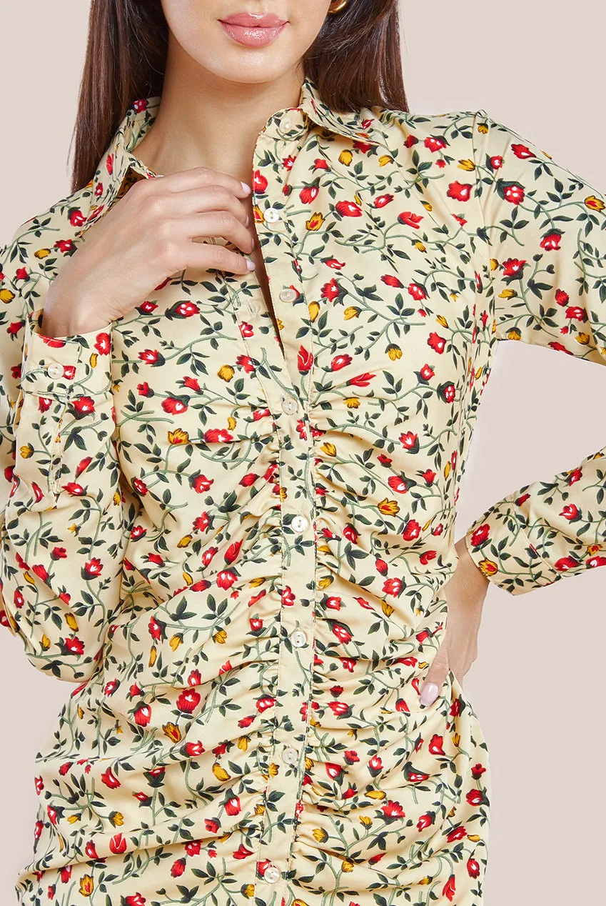 Floral Print Shirt Dress - Beige by City Goddess sold by Goddiva product image thumbnail 3