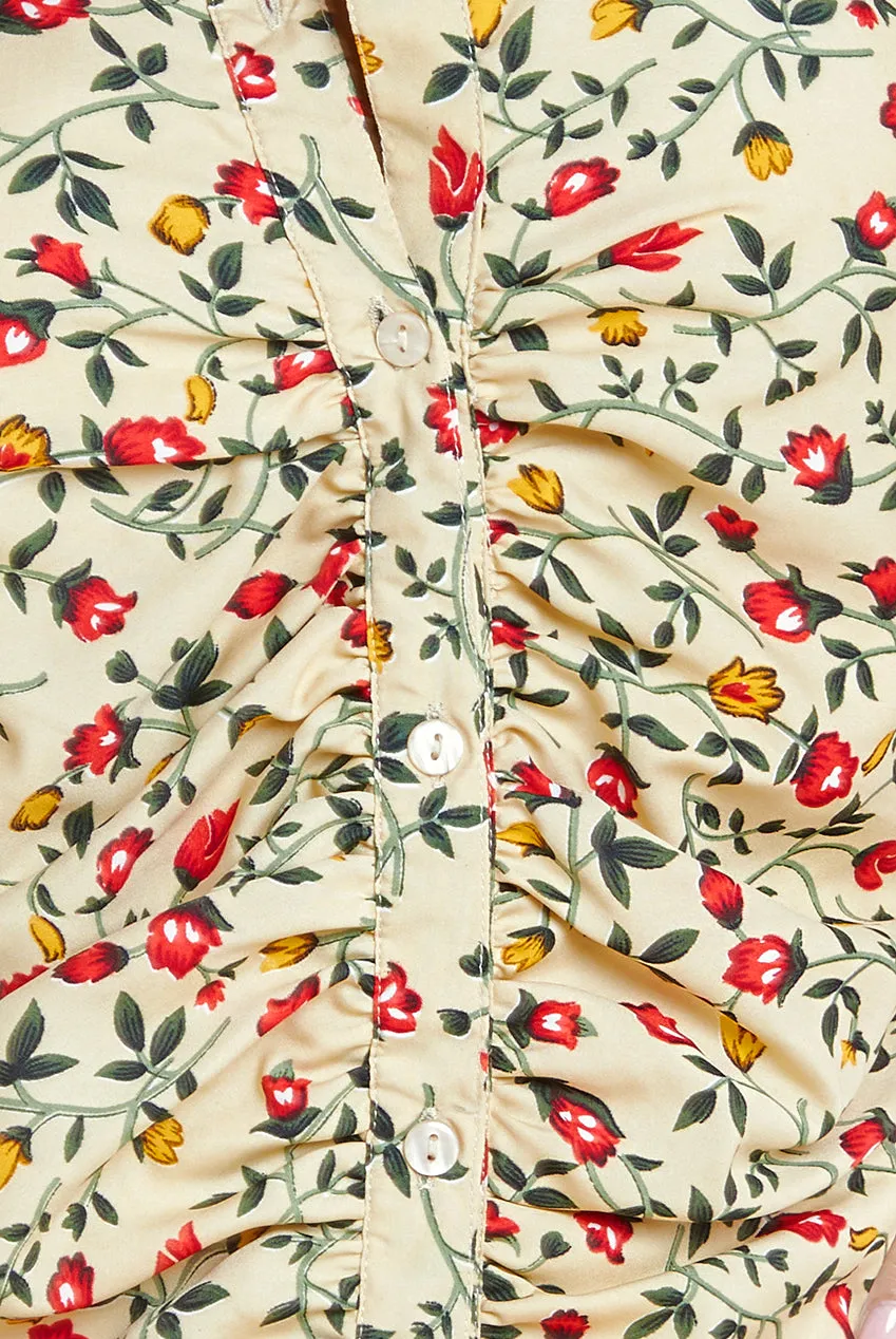 Floral Print Shirt Dress - Beige by City Goddess sold by Goddiva product image thumbnail 4