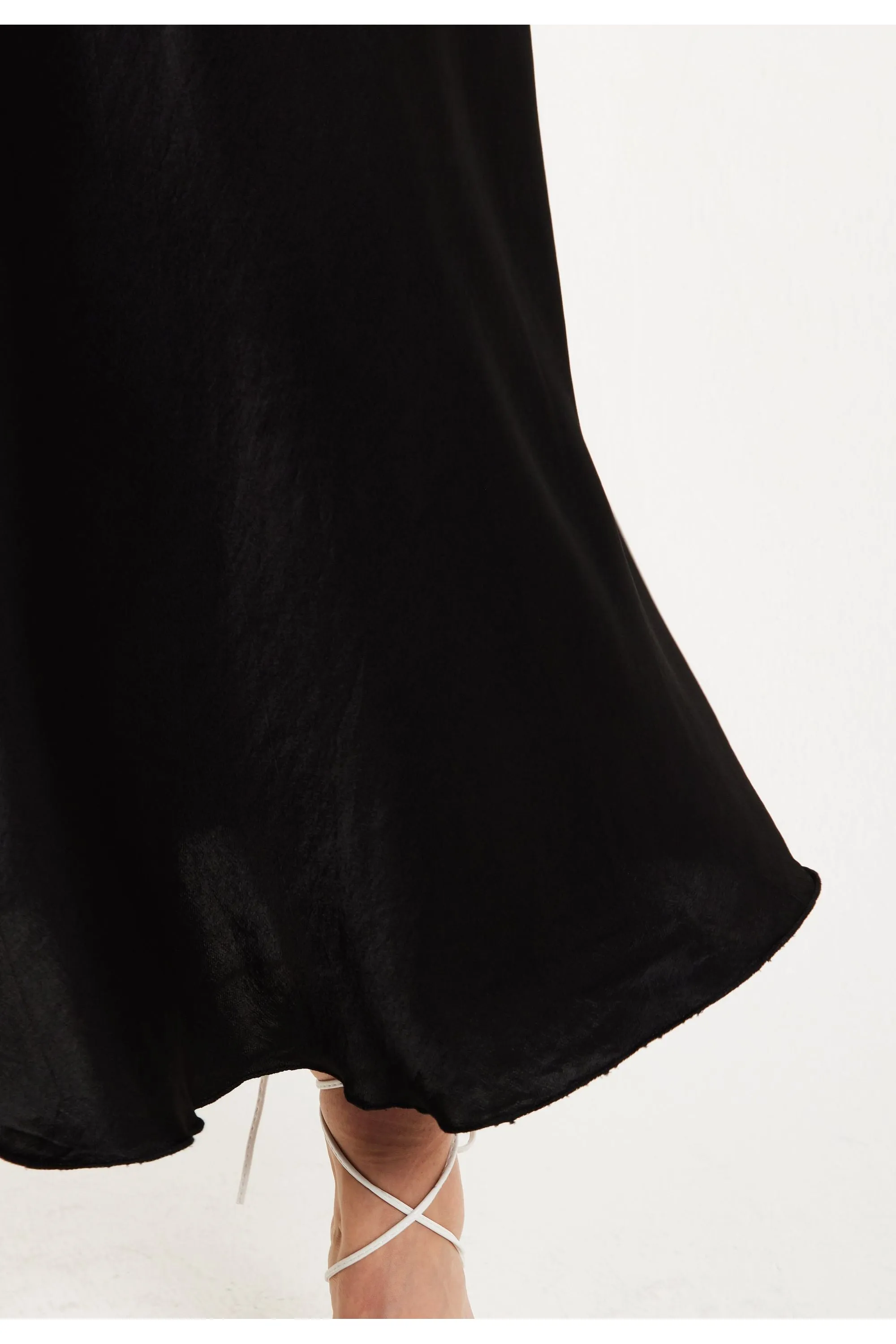 Bias Cut Black Satin Skirt by Liquorish sold by Goddiva product image thumbnail 3