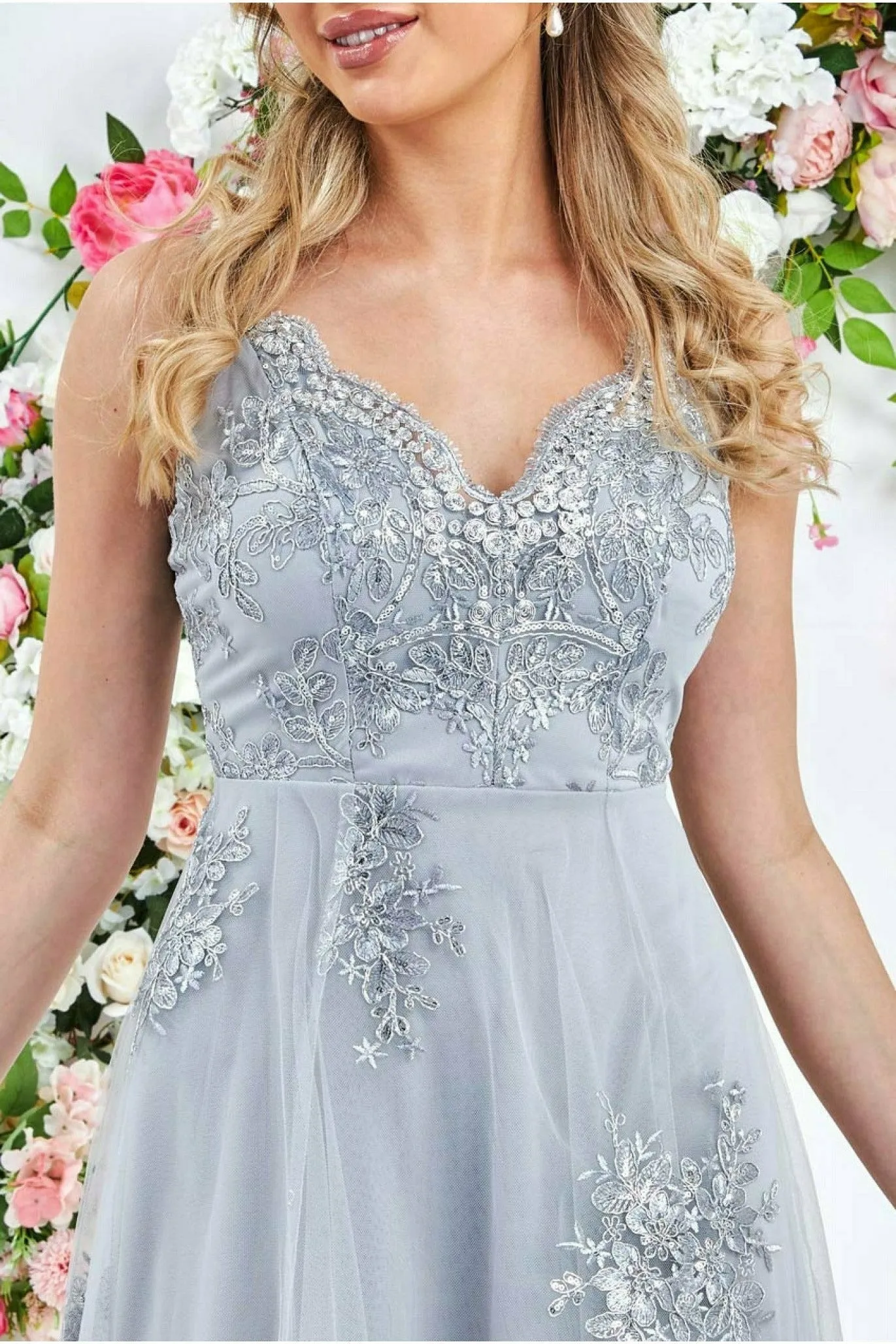 Goddiva High Low Scalloped Midi Dress - Silver sold by Goddiva product image thumbnail 4