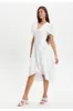 Checkered White Angel Sleeve Midi Wrap Dress In White by Liquorish sold by Goddiva