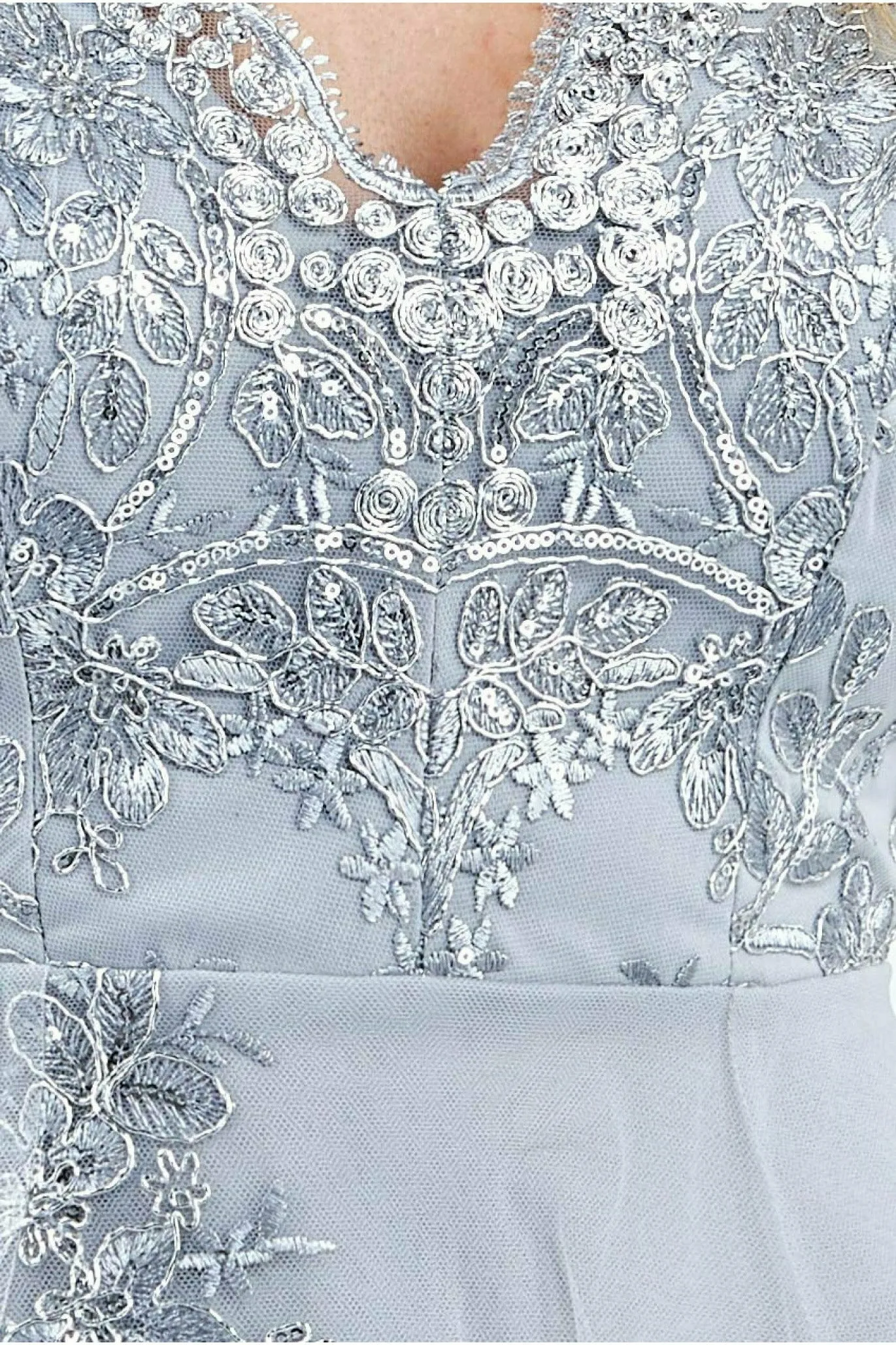 Goddiva High Low Scalloped Midi Dress - Silver sold by Goddiva product image thumbnail 5