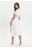 Checkered White Angel Sleeve Midi Wrap Dress In White by Liquorish sold by Goddiva