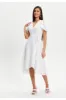 Checkered White Angel Sleeve Midi Wrap Dress In White by Liquorish sold by Goddiva