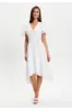 Checkered White Angel Sleeve Midi Wrap Dress In White by Liquorish sold by Goddiva
