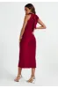 FS Collection Satin Halter Neck Tie Back Midi Dress In Red sold by Goddiva