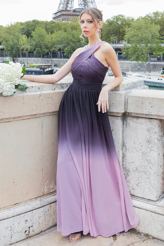 Ombre Cross Front Pleated Maxi Dress - Blush Ombre by Goddiva sold by Goddiva