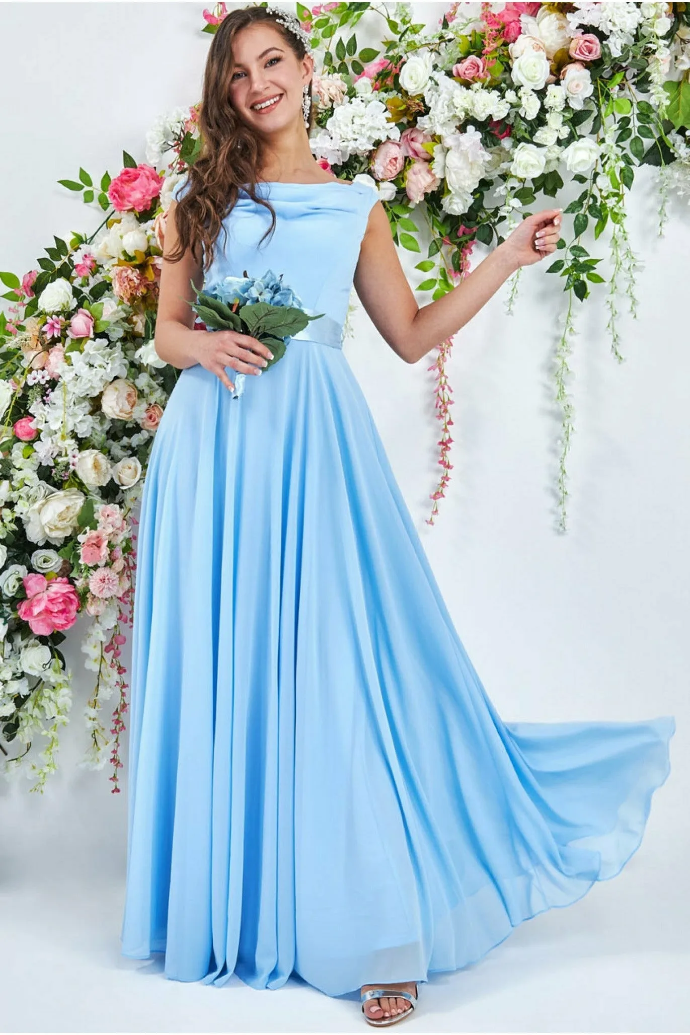 white christmas dresses Cowl Neck Chiffon Maxi Dress - Sagegreen