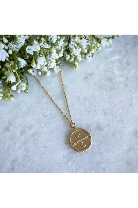 Wisteria London Arrow Coin Necklace sold by Goddiva