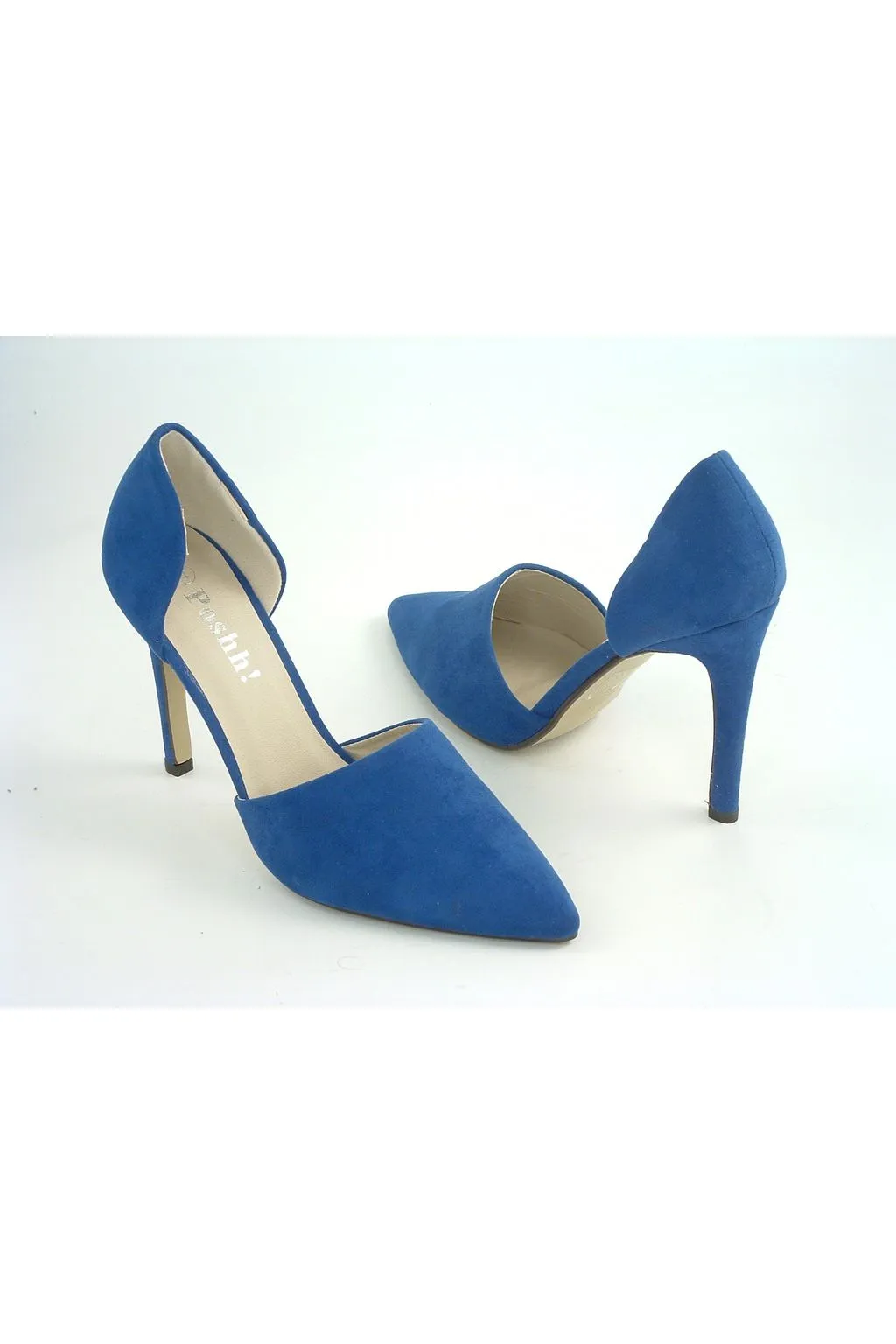 Glitz Shoes Divine Blue Faux Nubuck Shoes sold by Goddiva