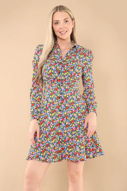 LOVE SUNSHINE Rainbow Floral Printt Frilled Hem Mini Dress sold by Goddiva