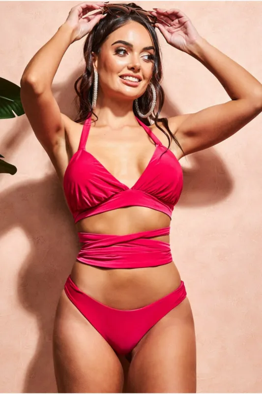 Multi Tie Bikini - Cerise by Goddiva sold by Goddiva