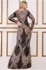 Contrast Sequin Long Sleeve Maxi Dress - Champagne by Goddiva sold by Goddiva