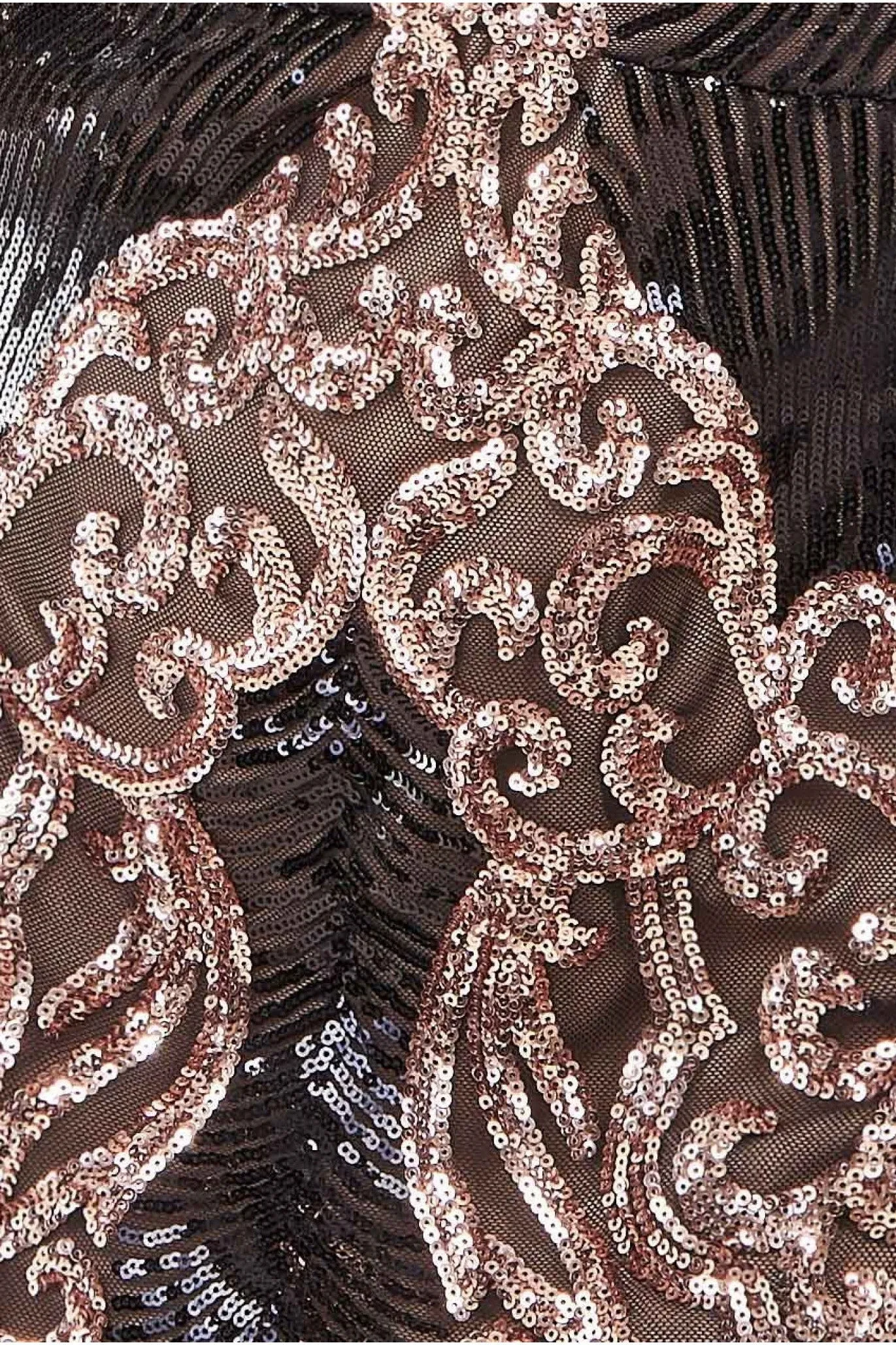 Contrast Sequin Long Sleeve Maxi Dress - Champagne by Goddiva sold by Goddiva product image thumbnail 4