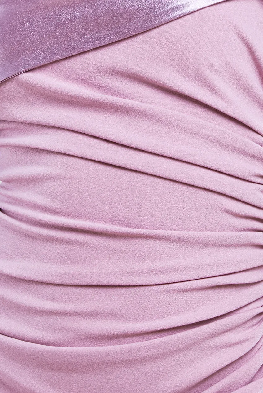 One Shoulder Satin Band Maxi Dress - Rose Pink by Goddiva sold by Goddiva product image thumbnail 4