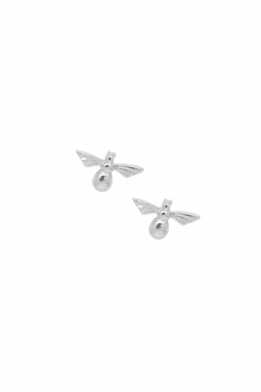 White Leaf Bee Earring In Silver sold by Goddiva