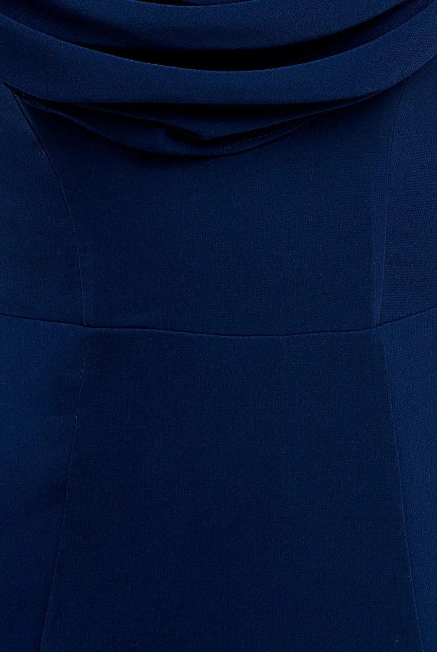Chiffon Bardot Cowl Neck Maxi Dress - Navy by Goddiva sold by Goddiva product image thumbnail 4