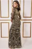 Goddiva Exclusive Sequin Mesh Embroidered Maxi Dress - Gold sold by Goddiva