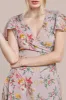 Wrap Flutter Sleeve Floral Midi Dress - Beige by City Goddess sold by Goddiva