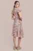 Wrap Flutter Sleeve Floral Midi Dress - Beige by City Goddess sold by Goddiva