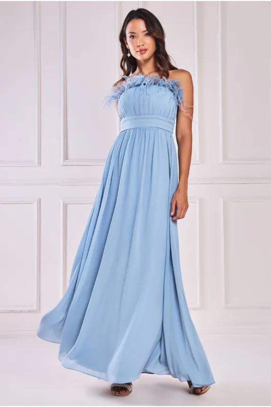 Bridesmaids Chiffon Maxi Dress - Blue by Goddiva sold by Goddiva