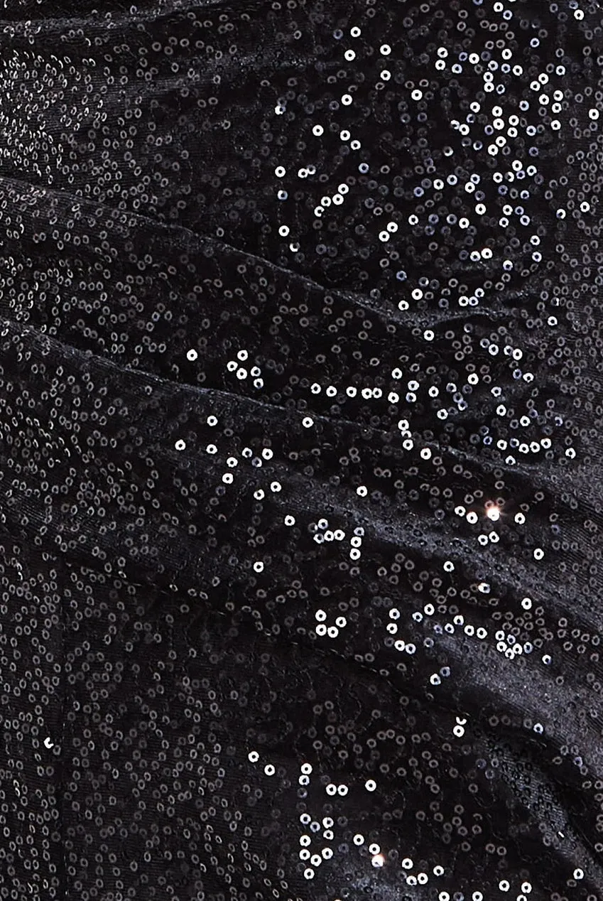 Sequin Velvet Bardot Jumpsuit - Black by Goddiva sold by Goddiva product image thumbnail 4