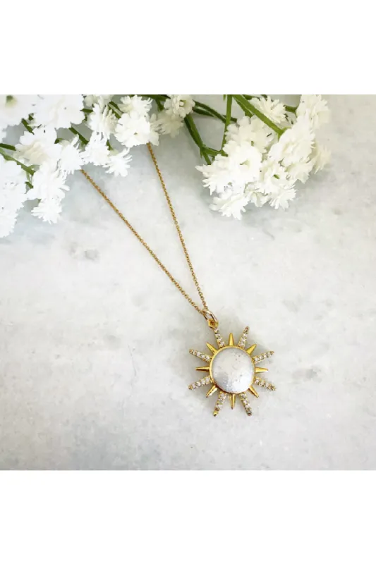 Wisteria London Soleil Sunburst Necklace sold by Goddiva