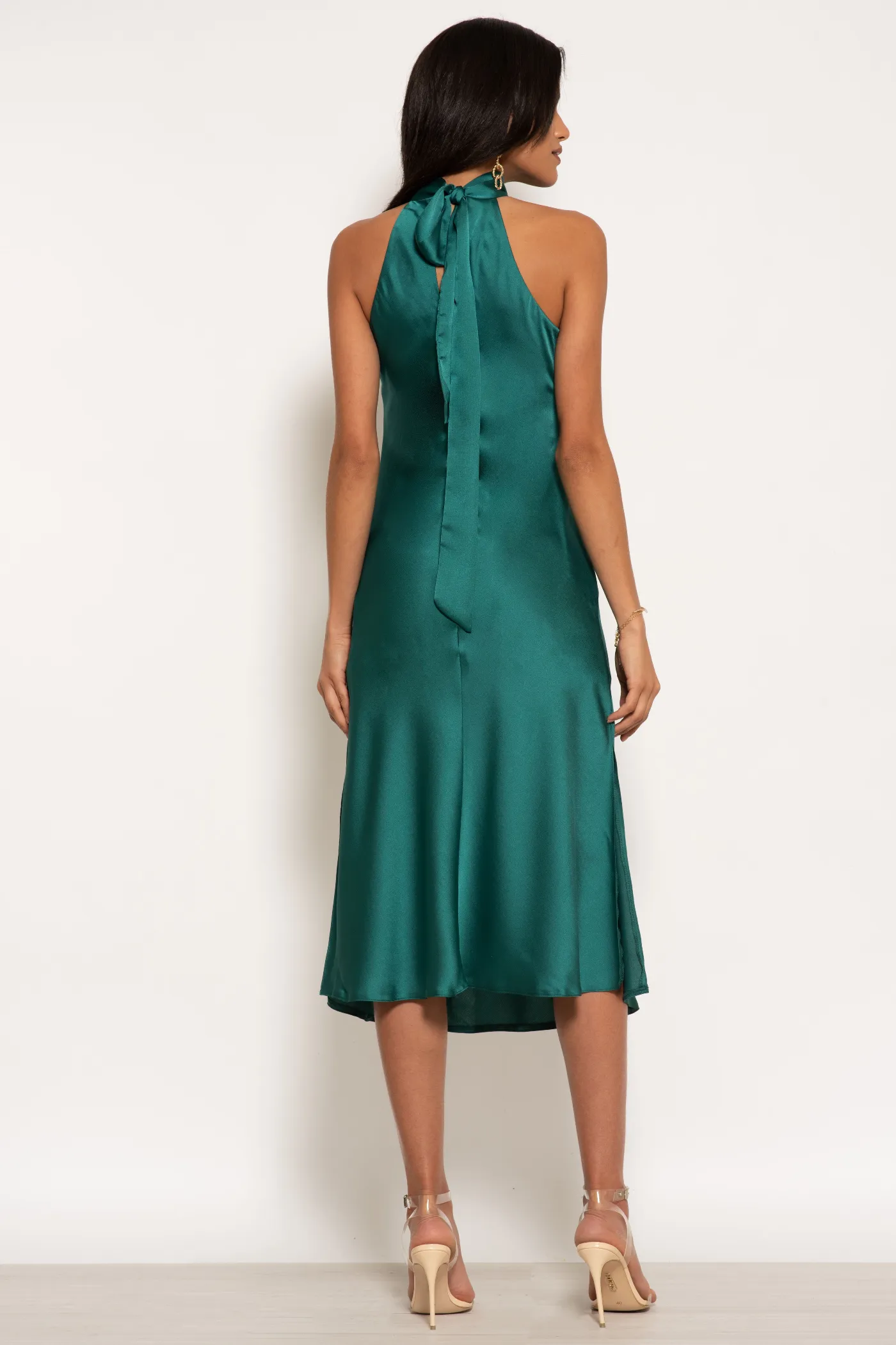 Halterneck Satin Midi Dress by Urban Touch sold by Goddiva product image thumbnail 5
