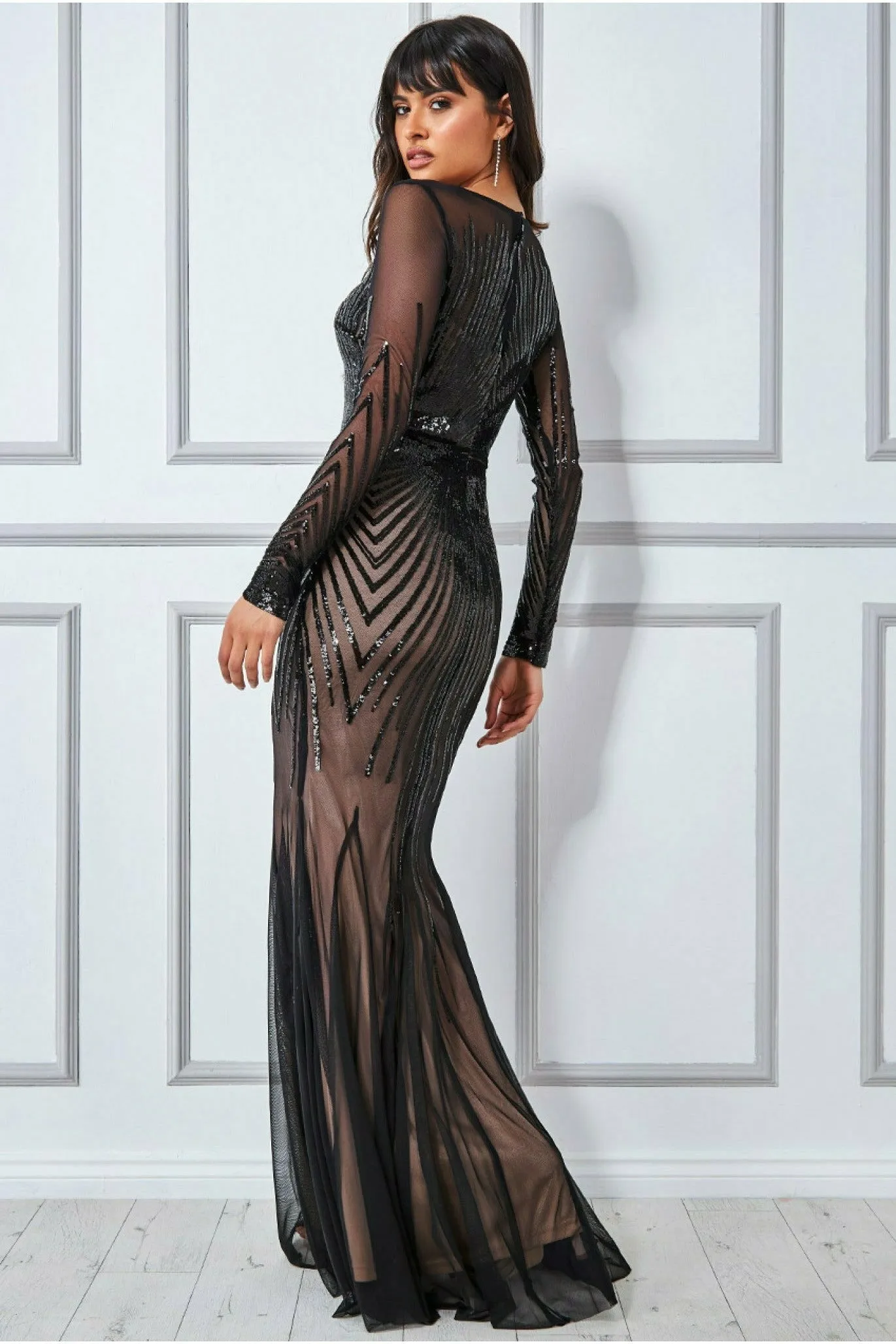 Shooting Star Sequin Maxi Dress - Black by Goddiva sold by Goddiva product image thumbnail 2