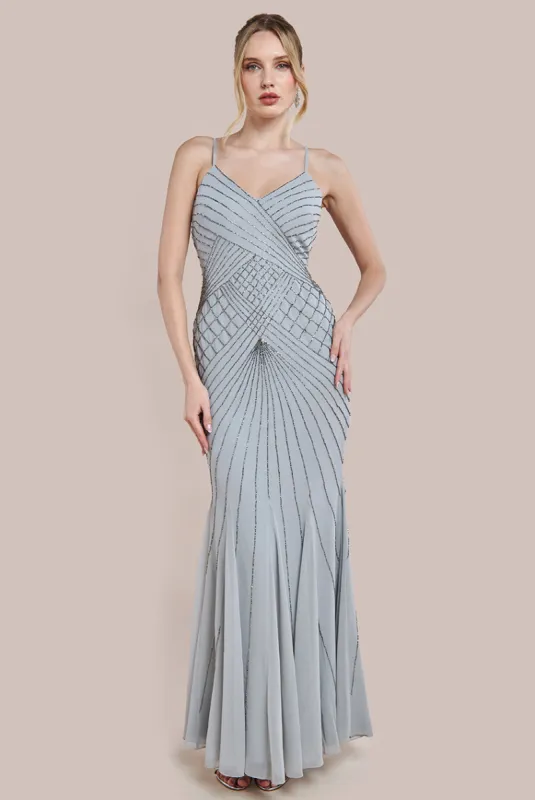 Sleeveless Embellished Maxi Dress - Silver by Goddiva sold by Goddiva