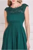 Crochet & Pleated Top High Low Maxi - Emerald by Goddiva sold by Goddiva