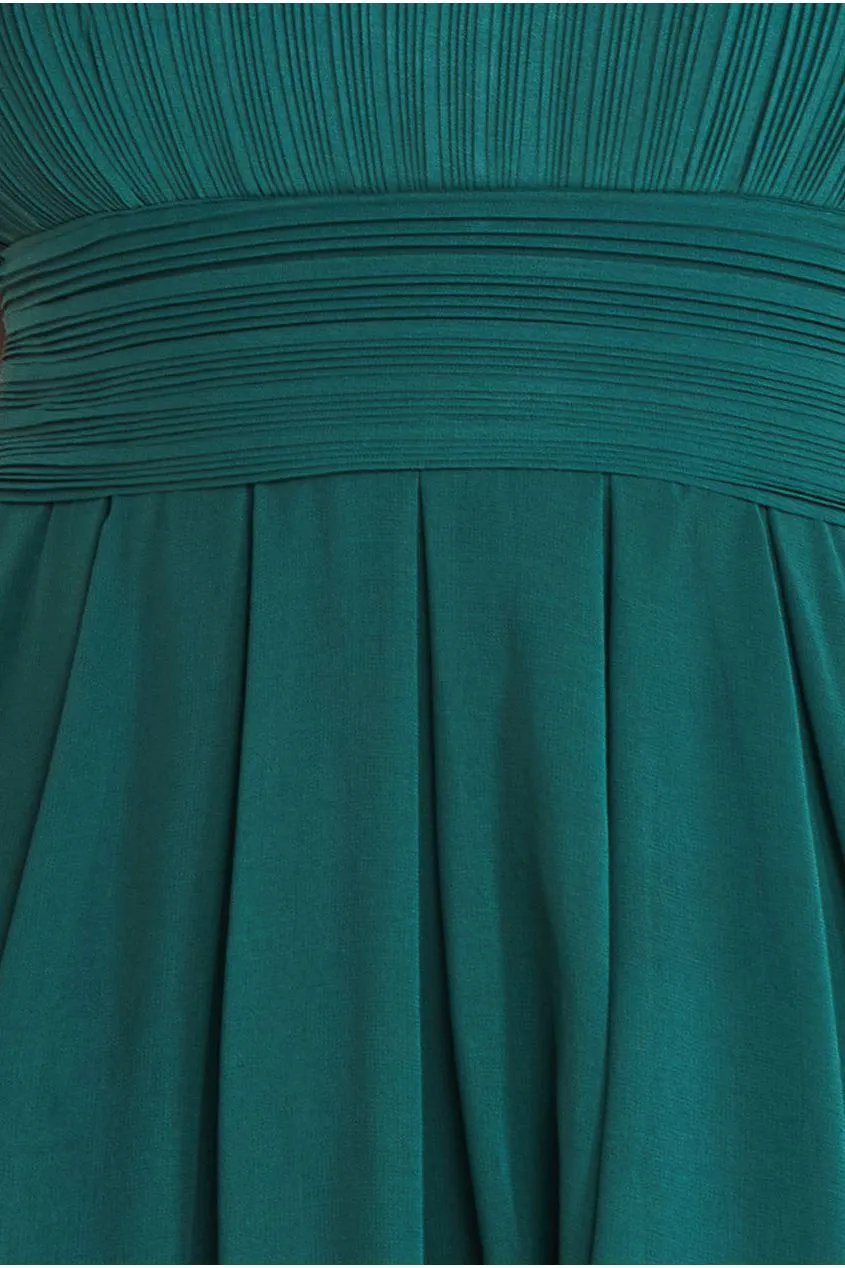 Crochet & Pleated Top High Low Maxi - Emerald by Goddiva sold by Goddiva product image thumbnail 4