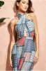 Halter Neck Printed Maxi Dress - Blue by City Goddess sold by Goddiva