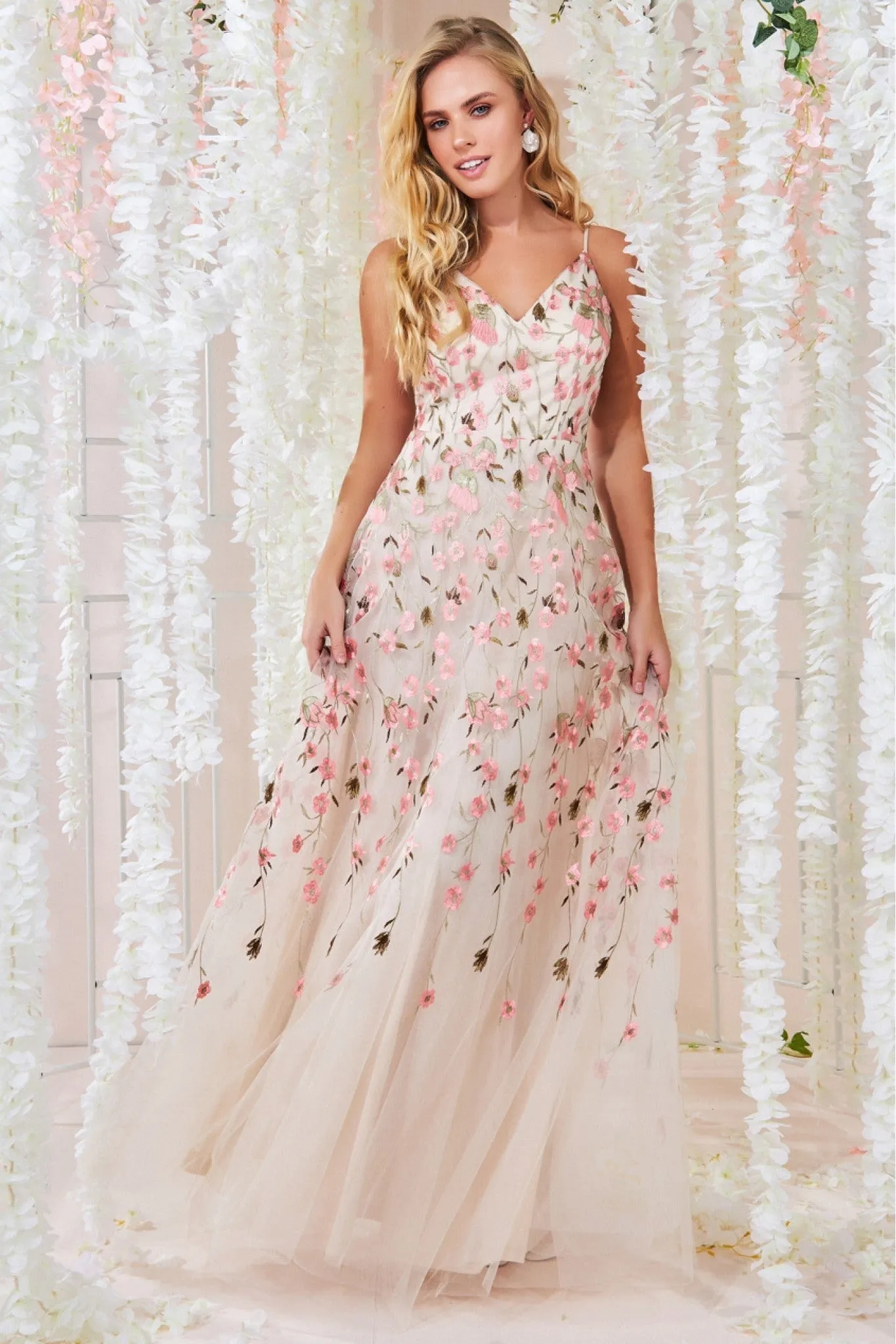 Goddiva Sleeveless Floral Mesh Maxi Dress - Ivory sold by Goddiva product image thumbnail 2